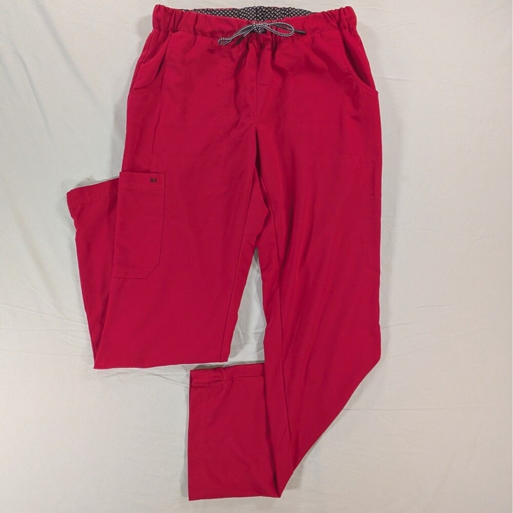 Koi Scrub Pants Womens Small Petite Stretch Red Medical Cargo Pockets Work